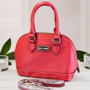 Coco + Carmen Red Satchel Crossbody Bag NWOT Polka Dot Lining